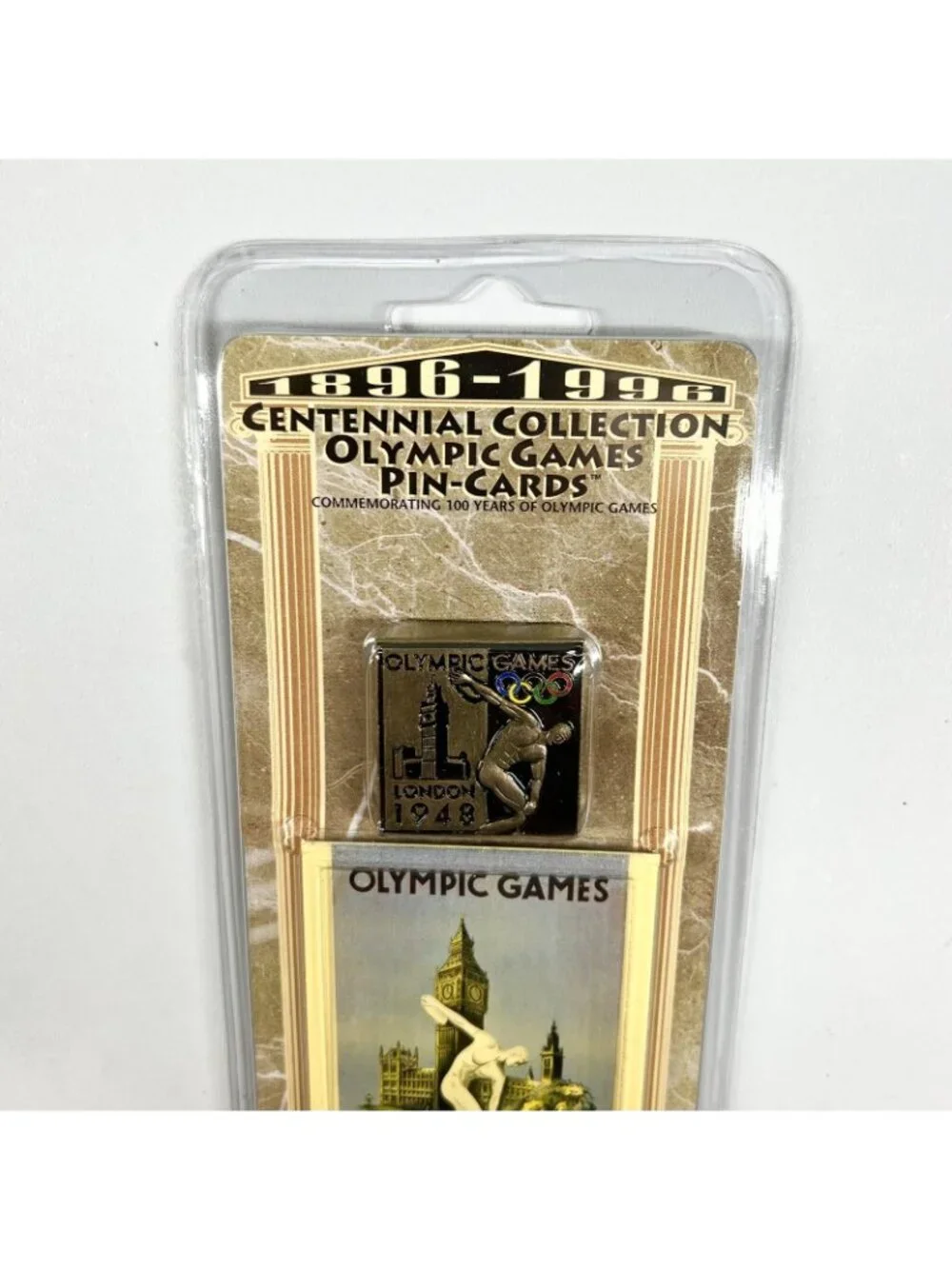 Vintage 1996 Centennial Collection Olympic Games Pin on Card Sealed London 1948